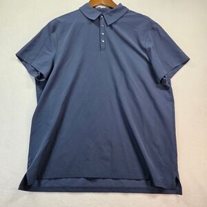 All in Motion Men's Performance Polo Shirt Large Blue Stretch Snap Placket